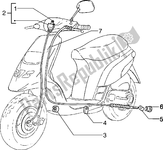 Toutes les pièces pour le Transmissions-compteur De Vitesse De Frein Arrière (kms) du Piaggio Typhoon 50 1999