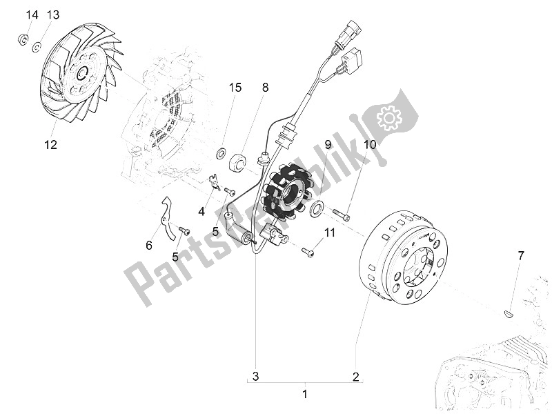 Tutte le parti per il Volano Magneto del Piaggio Liberty 150 Iget 4T 3V IE ABS Asia 2016