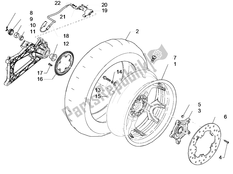 Toutes les pièces pour le Roue Arrière du Piaggio MP3 500 Sport Business ABS USA 2015