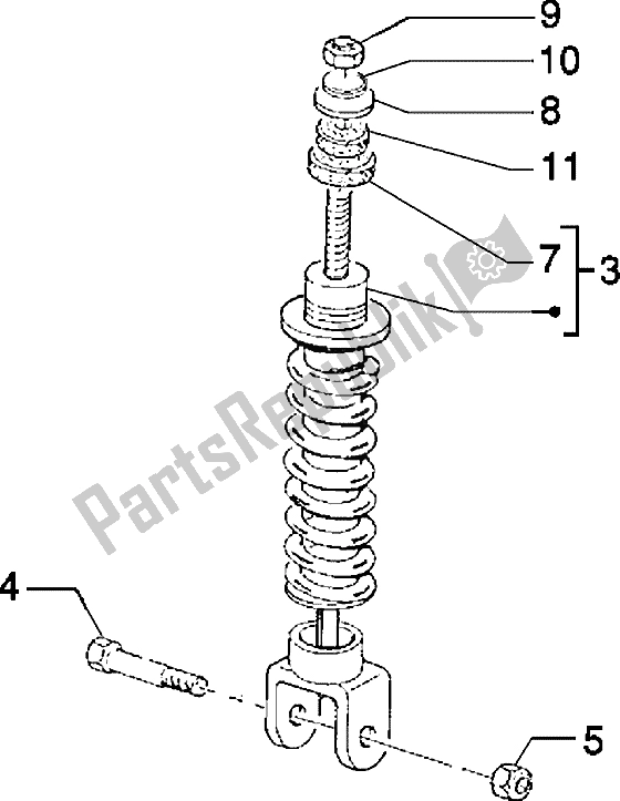 All parts for the Rear Shock Absorber of the Piaggio NRG MC3 50 2002