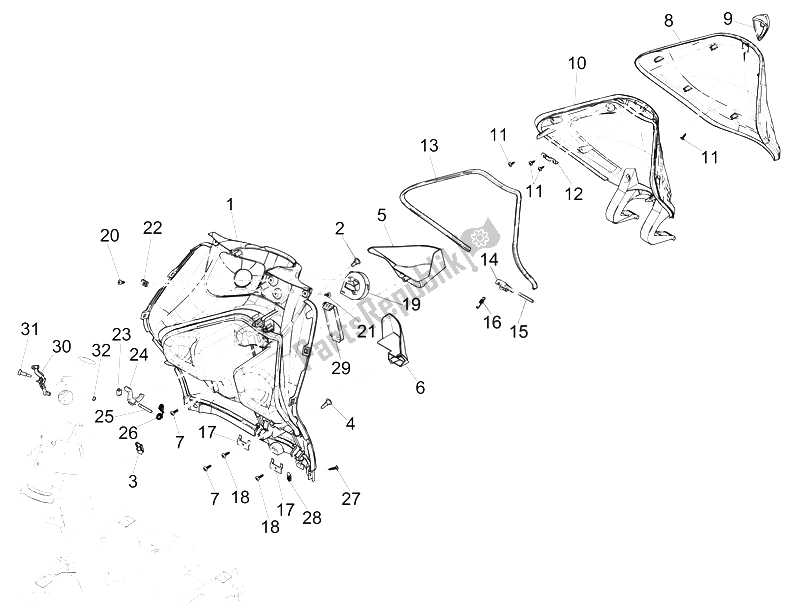 Tutte le parti per il Vano Portaoggetti Anteriore - Pannello Di Protezione Per Le Ginocchia del Piaggio Liberty 125 Iget 4T 3V IE ABS EU 2015