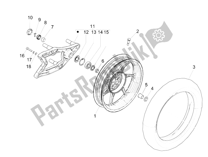 Toutes les pièces pour le Roue Arrière du Piaggio Liberty 150 Iget 4T 3V IE ABS EU 2015