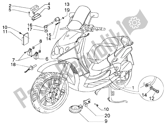 Todas las partes para Dispositivo Eléctrico-bocina Eléctrica de Piaggio BV 200 U S A 2005