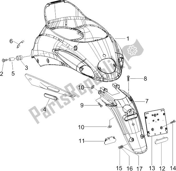 Tutte le parti per il Coperchio Posteriore - Paraspruzzi del Piaggio Liberty 50 2T 2006