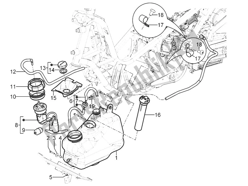 Alle onderdelen voor de Benzinetank van de Piaggio MP3 300 Yourban LT ERL 2011