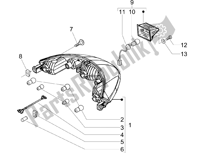 Toutes les pièces pour le Phares Arrière - Clignotants du Piaggio Beverly 125 Sport E3 2007