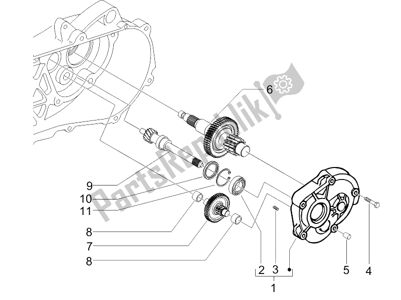 All parts for the Reduction Unit of the Piaggio ZIP 50 4T 25 KMH 2006