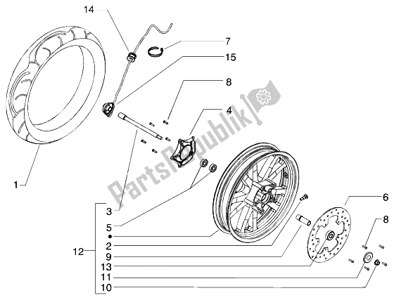 Toutes les pièces pour le Roue Avant du Piaggio Beverly 125 2002