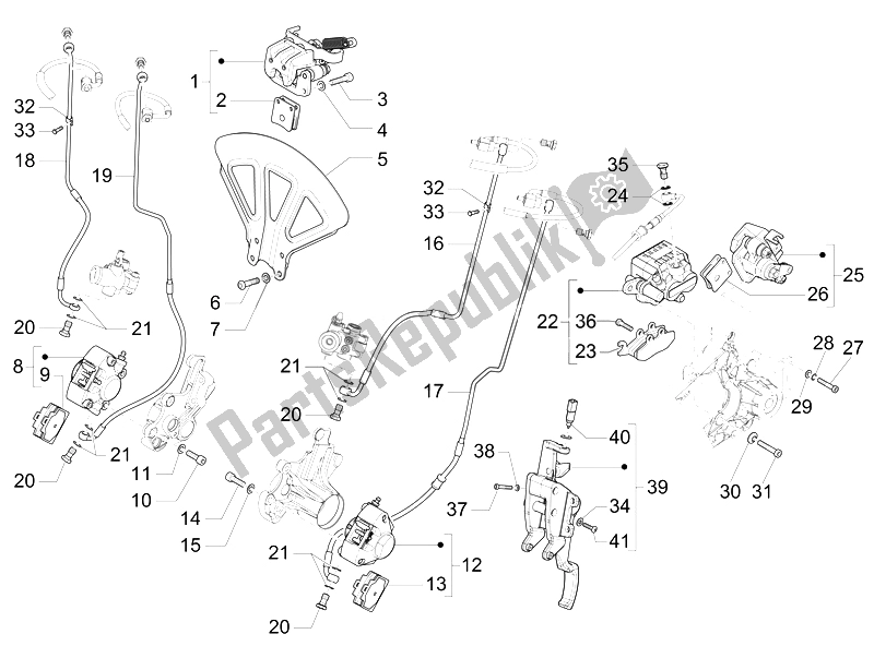 All parts for the Brakes Pipes - Calipers (abs) of the Piaggio MP3 300 LT Business Sport ABS 2014