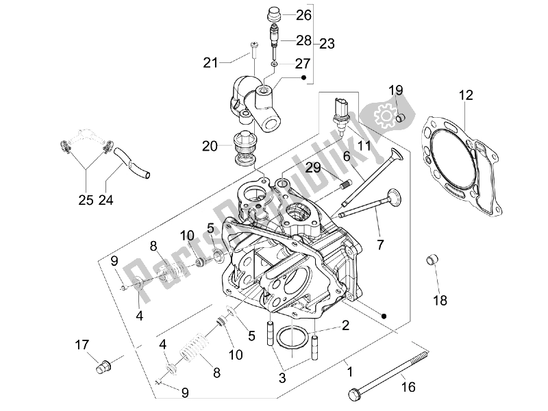 All parts for the Head Unit - Valve of the Piaggio Carnaby 125 4T E3 2007