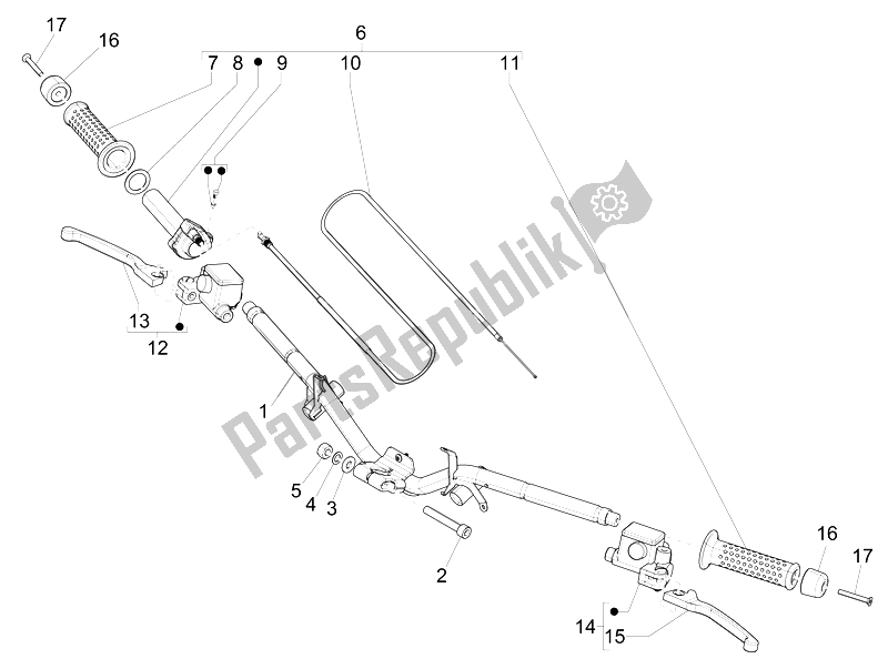 All parts for the Handlebars - Master Cil. Of the Piaggio NRG Power DD 50 2007