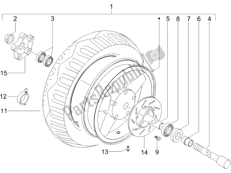 Toutes les pièces pour le Roue Avant du Piaggio X8 125 Premium Euro 2 2006