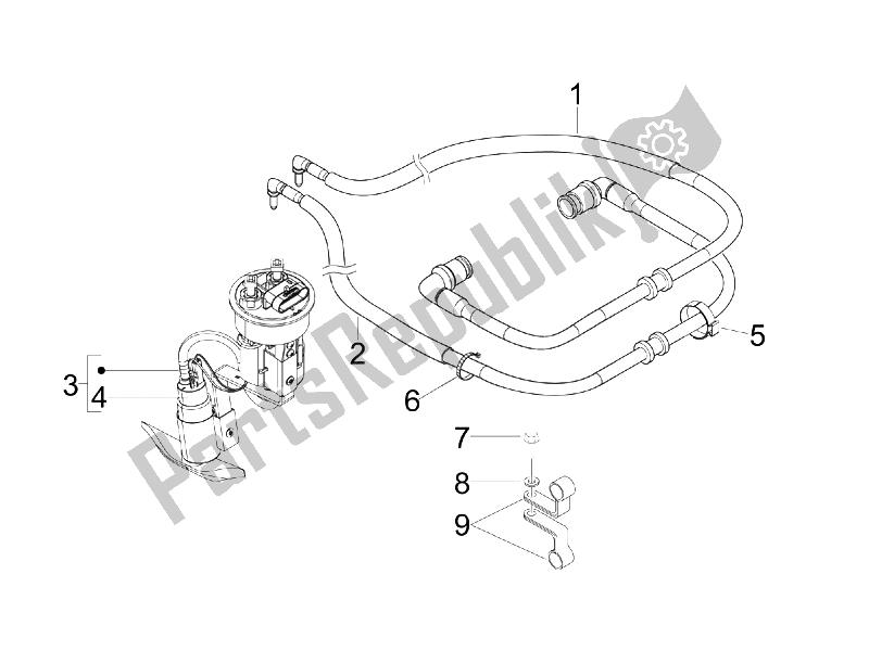 All parts for the Supply System of the Piaggio BV 500 Tourer USA 2008