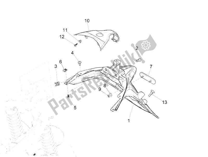 Tutte le parti per il Coperchio Posteriore - Paraspruzzi del Piaggio Medley 125 4T IE ABS Vietnam 2016