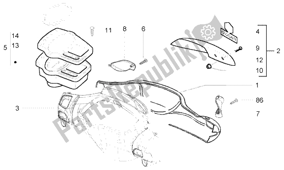 All parts for the Speedometers Kms.-handlebar Covers of the Piaggio NRG Power Purejet 50 2005