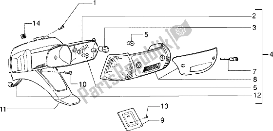 All parts for the Rear Tail Lamp of the Piaggio ZIP SP 50 1996