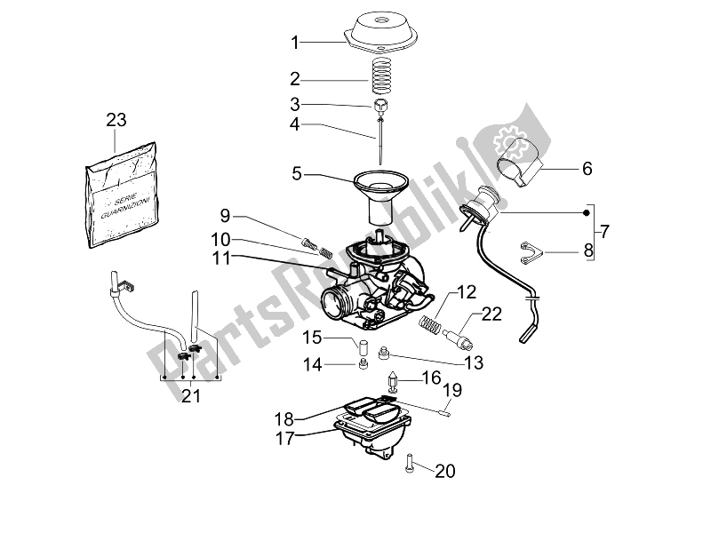 All parts for the Carburetor's Components of the Piaggio FLY 50 4T USA 2007