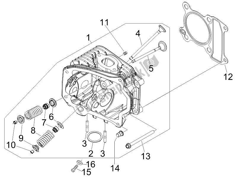 All parts for the Head Unit - Valve of the Piaggio FLY 50 4T 2V 2014