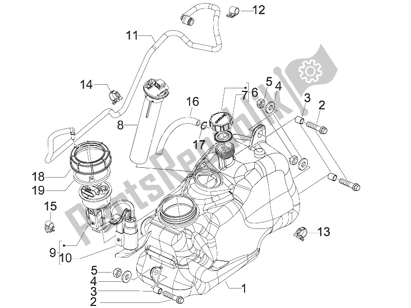 Todas las partes para Depósito De Combustible de Piaggio MP3 300 IE LT Touring 2011