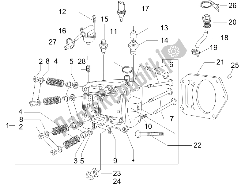 Toutes les pièces pour le Unité De Tête - Valve du Piaggio X8 400 IE Euro 3 UK 2006