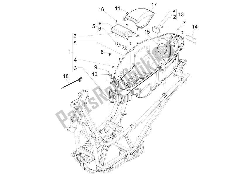 Tutte le parti per il Alloggiamento Casco - Sotto La Sella del Piaggio Beverly 300 IE ABS E4 EU 2016