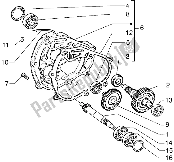 All parts for the Rear Wheel Shaft of the Piaggio Hexagon GTX 180 1999