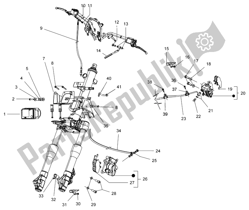 All parts for the Brakes Pipes - Calipers (abs) of the Piaggio Beverly 350 4T 4V IE E3 Sport Touring 2014