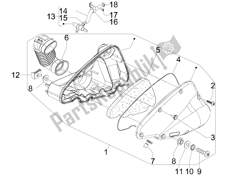 Toutes les pièces pour le Filtre à Air du Piaggio FLY 150 4T E3 2008