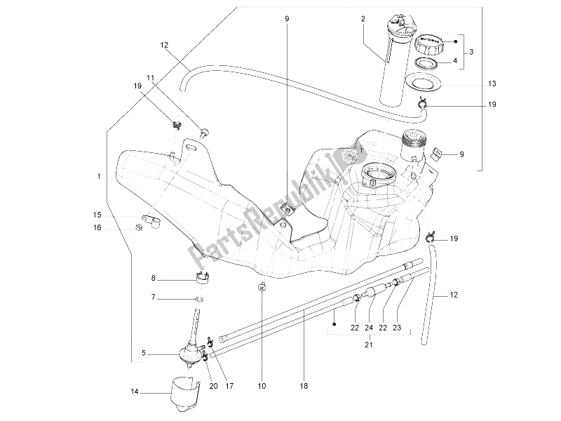 Toutes les pièces pour le Réservoir D'essence du Piaggio Liberty 50 4T Delivery 2006