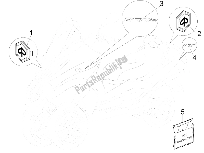 Alle onderdelen voor de Borden - Emblemen van de Piaggio MP3 250 IE LT 2008