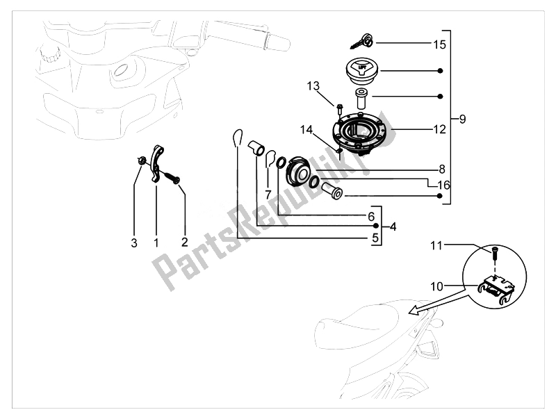 Todas as partes de Fechaduras do Piaggio NRG Power DT Serie Speciale D 50 2007