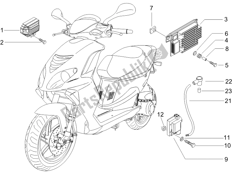 Toutes les pièces pour le Régulateurs De Tension - Unités De Commande électronique (ecu) - H. T. Bobine du Piaggio NRG Power Pure JET 50 2007