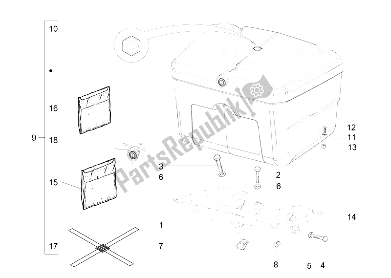 All parts for the Rear Luggage Rack of the Piaggio Liberty 125 4T 2V IE PTT I 2012