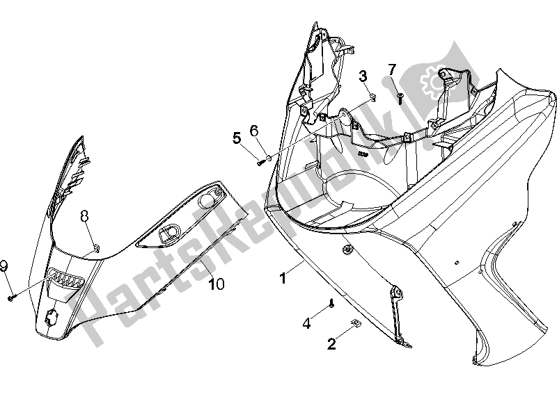 Todas las partes para Escudo Delantero de Piaggio X8 200 2005