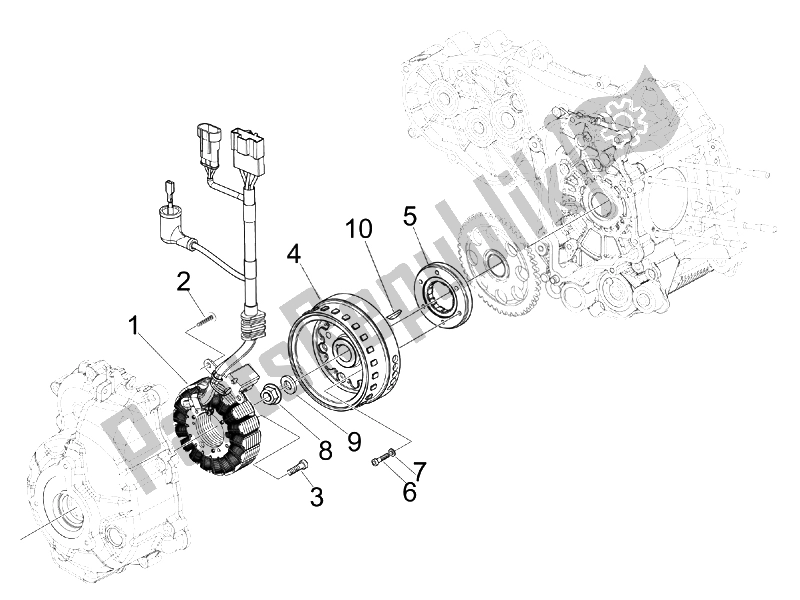 Todas las partes para Volante Magneto de Piaggio MP3 300 IE MIC 2010