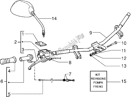 All parts for the Handlebars Component Parts of the Piaggio Skipper 125 1995