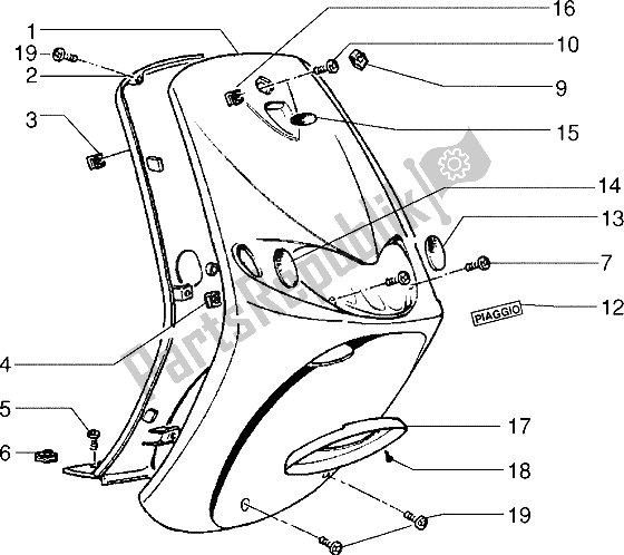 All parts for the Shieldren-mask of the Piaggio ZIP Fast Rider RST 50 1996