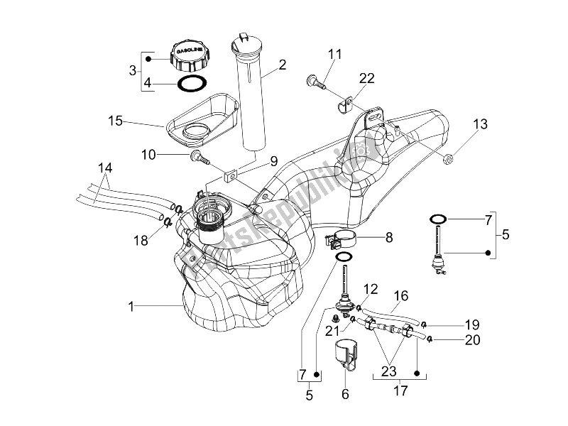 Toutes les pièces pour le Réservoir D'essence du Piaggio Liberty 200 4T Sport E3 2006