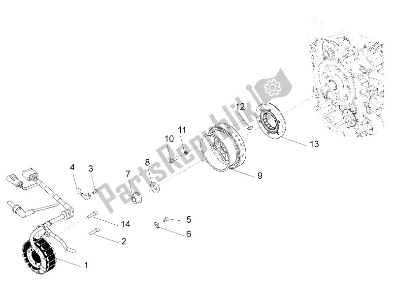 Tutte le parti per il Volano Magneto del Piaggio X 10 350 4T 4V I E E3 2012