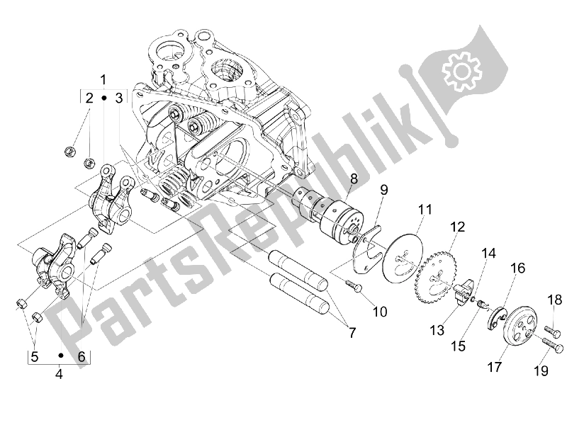 Toutes les pièces pour le Leviers à Bascule Support Unité du Piaggio Carnaby 250 4T IE E3 2008