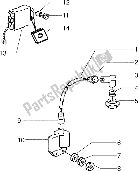 Todas las partes para Dispositivos Eléctricos Para Vehículos Con Antiestado de Piaggio ZIP Freno A Disco 50 1995