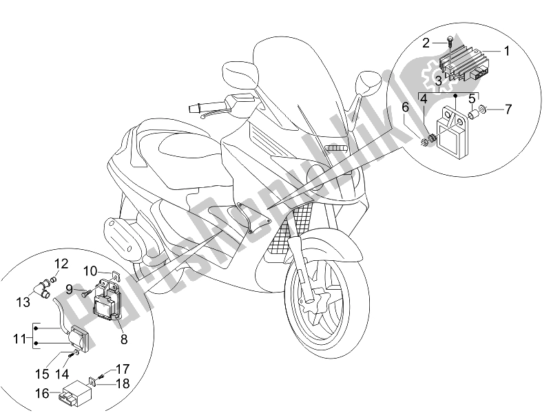 Toutes les pièces pour le Régulateurs De Tension - Unités De Commande électronique (ecu) - H. T. Bobine du Piaggio X8 125 Premium Euro 3 2007