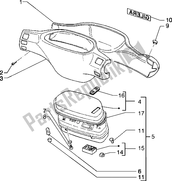 Tutte le parti per il Contachilometri Km. Coprimanubrio del Piaggio Typhoon 50 X 1999