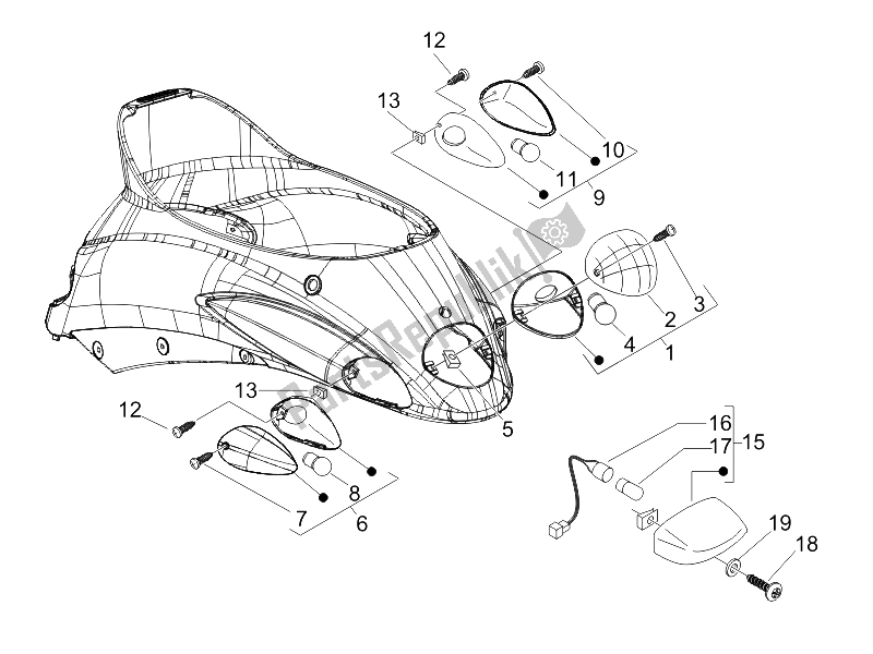 Toutes les pièces pour le Phares Arrière - Clignotants du Piaggio Liberty 125 4T 2006