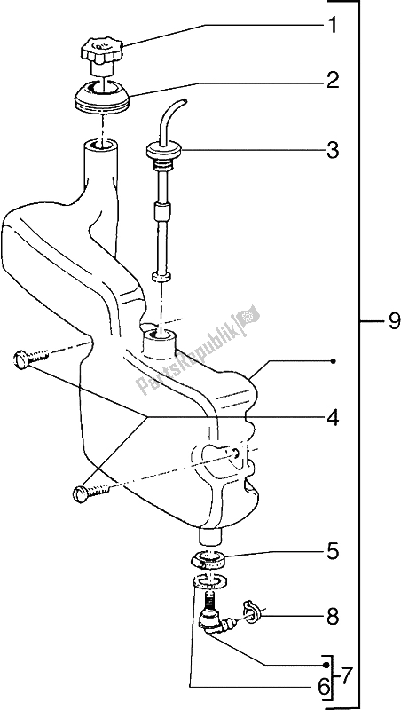 All parts for the Oil Tank of the Piaggio Typhoon 50 X 1999