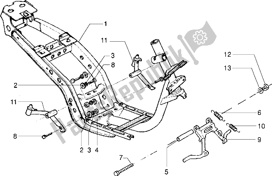 Toutes les pièces pour le Support Central Châssis du Piaggio Skipper 125 1998