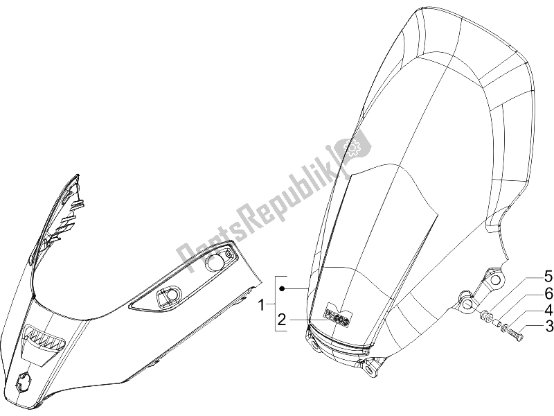 All parts for the Windshield - Glass of the Piaggio X8 250 IE 2005