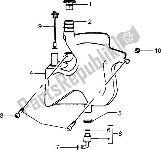 All parts for the Oil Tank of the Piaggio ZIP SP H2O 50 1998