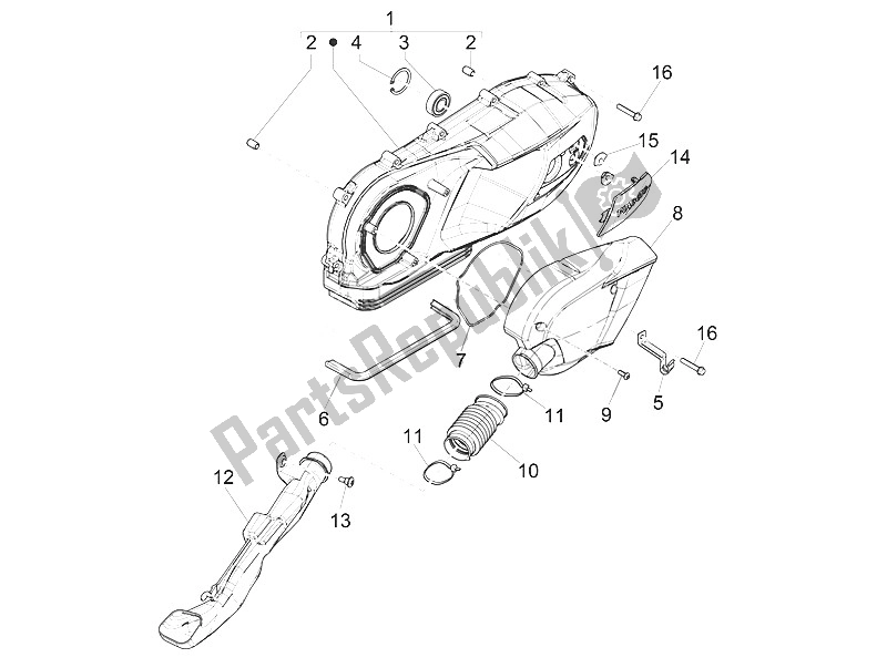 Toutes les pièces pour le Couvercle De Carter - Refroidissement Du Carter du Piaggio Liberty 150 Iget 4T 3V IE ABS Asia 2016