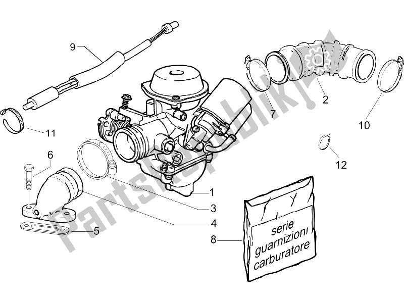 All parts for the Carburettor, Assembly - Union Pipe of the Piaggio Liberty 200 4T Sport E3 2006